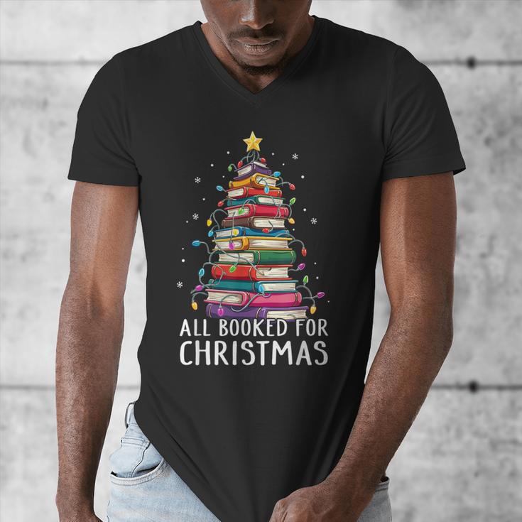 All Booked For Christmas Book Christmas Tree Lights Men's V-Neck T-Shirt All Booked For Christmas Book Christmas Tree Lights Men's V-Neck T-Shirt