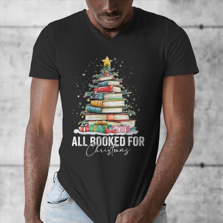 All Booked For Christmas Coquette Books Teacher Xmas Tree Men's V-Neck T-Shirt