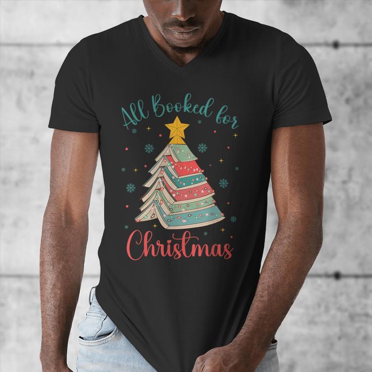 All Booked For Christmas Tree Book Bookish Christmas Men's V-Neck T-Shirt