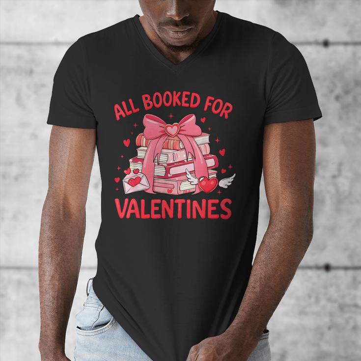 All Booked For Valentine Bow Books Lover Teacher Girl Women Men's V-Neck T-Shirt All Booked For Valentine Bow Books Lover Teacher Girl Women Men's V-Neck T-Shirt