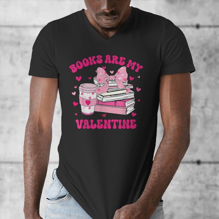 All Booked For Valentines Book Reading Coquette Bow Men's V-Neck T-Shirt