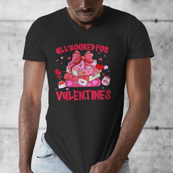 All Booked For Valentines Coquette Bow Book Valentine Day Men's V-Neck T-Shirt