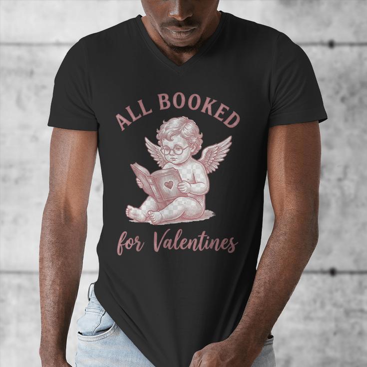 All Booked For Valentines Cute Cherub Vintage Book Lover Men's V-Neck T-Shirt