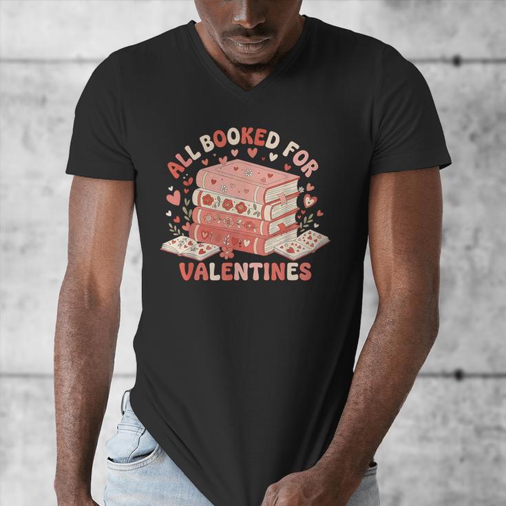 All Booked For Valentine’s Day Readers Teachers Bookworms Men's V-Neck T-Shirt