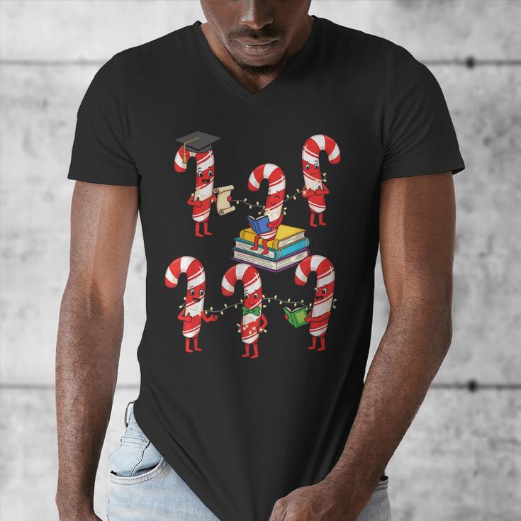 Bookmas Christmas Books Shirt Candy Cane Bookworm Men's V-Neck T-Shirt