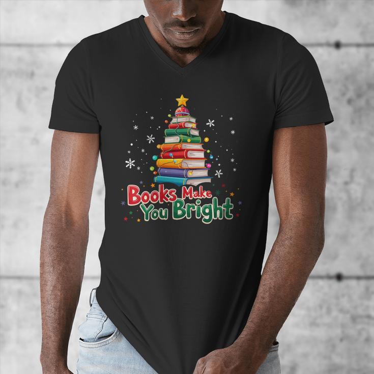 Books Make You Bright Christmas Librarian Book Lover Men's V-Neck T-Shirt Books Make You Bright Christmas Librarian Book Lover Men's V-Neck T-Shirt