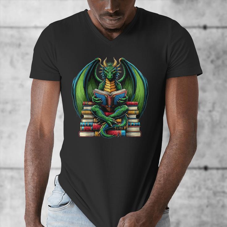 Books Dragon Reading Book Men's V-Neck T-Shirt