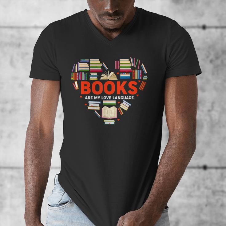 Books Heart Valentines Day Books Are My Love Language Men's V-Neck T-Shirt