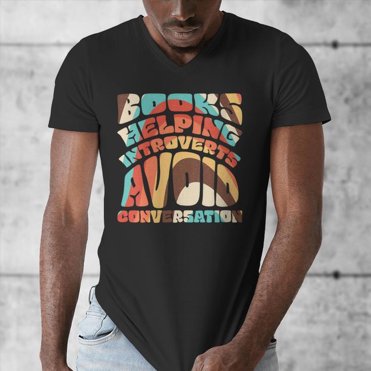 Books Helping Introverts Avoid Conversation Men's V-Neck T-Shirt Books Helping Introverts Avoid Conversation Men's V-Neck T-Shirt