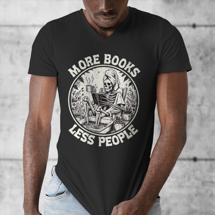 More Books Less People Introvert Skeleton Reading Men's V-Neck T-Shirt More Books Less People Introvert Skeleton Reading Men's V-Neck T-Shirt