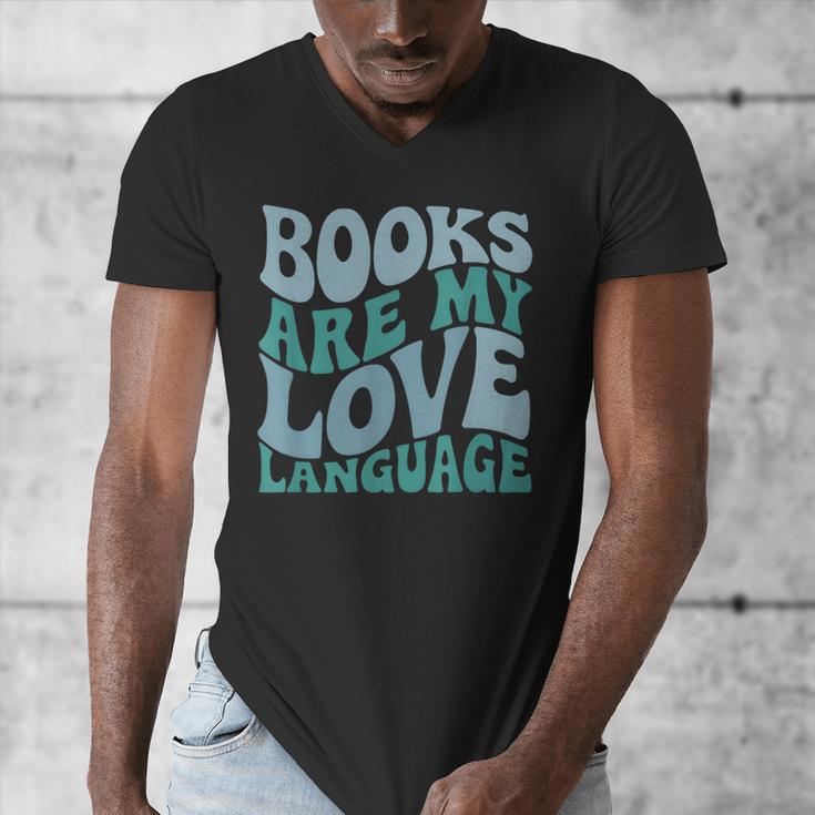Books Are My Love Language Retro Book Quote Men's V-Neck T-Shirt