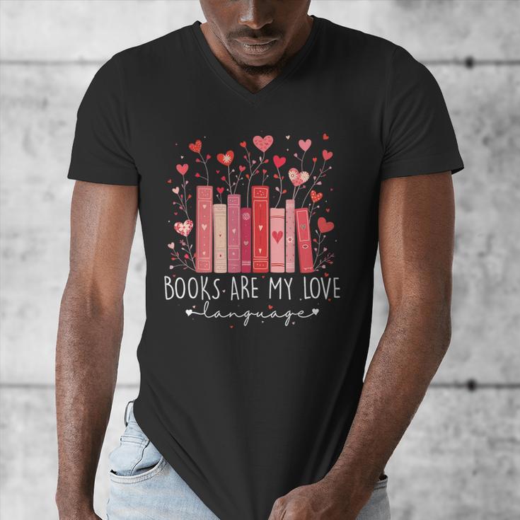 Books Are My Love Language Valentine Reads Bookish Club Men's V-Neck T-Shirt Books Are My Love Language Valentine Reads Bookish Club Men's V-Neck T-Shirt