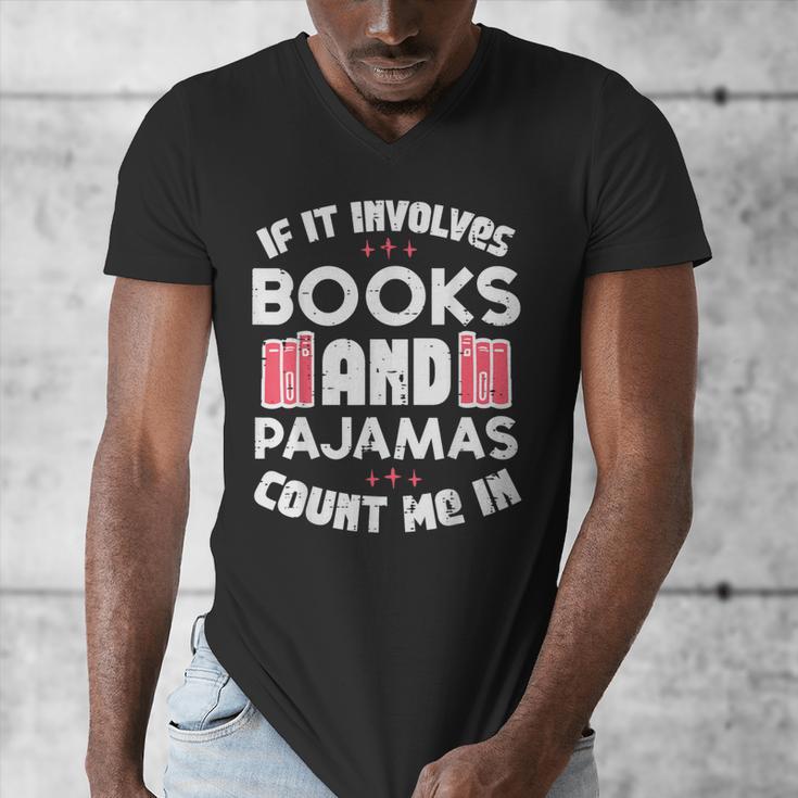 Books Pajamas Read Reading Book Librarian Women Girls Men's V-Neck T-Shirt Books Pajamas Read Reading Book Librarian Women Girls Men's V-Neck T-Shirt
