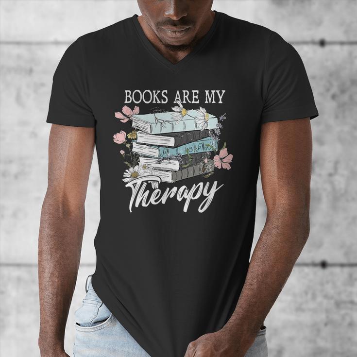 Books Are My Therapy Summer Reading Book Lovers Men's V-Neck T-Shirt