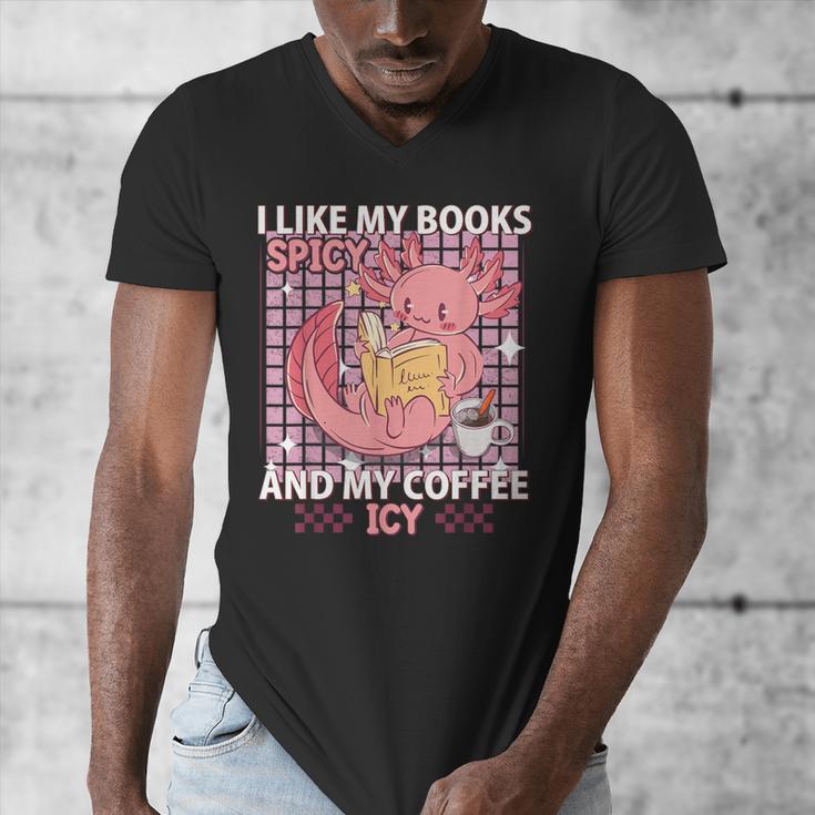 I Like My Books Spicy And My Coffee Icy Librarian Men's V-Neck T-Shirt