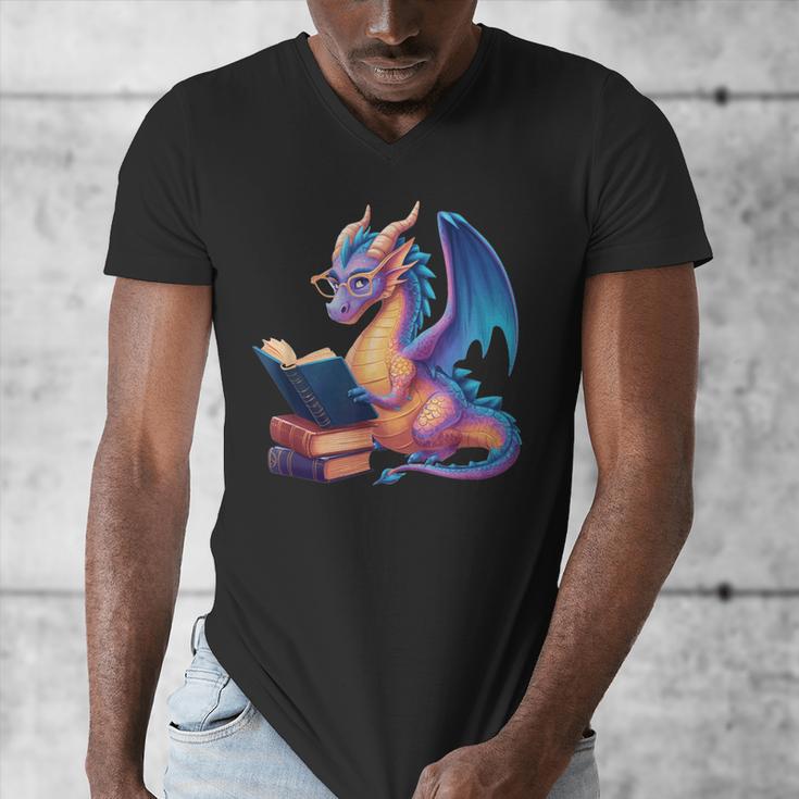 Bookworm Book Lover Women Girls Dragon Reading Men's V-Neck T-Shirt