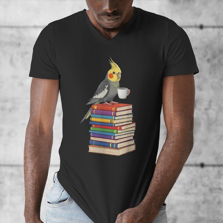 Bookworm Cockatiel Bird Reading Books Drinking Coffee Lover Men's V-Neck T-Shirt Bookworm Cockatiel Bird Reading Books Drinking Coffee Lover Men's V-Neck T-Shirt
