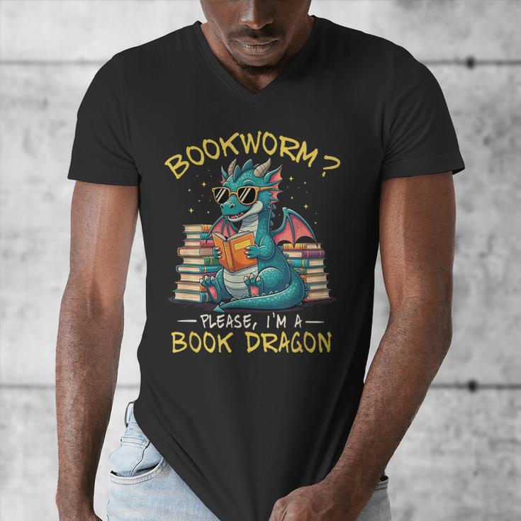 Bookworm I'm A Book Dragon Reading Books Bookish Book Lover Men's V-Neck T-Shirt