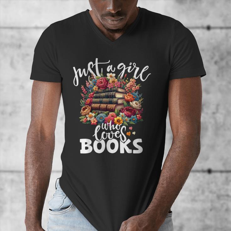 Bookworm For Women Just A Girl Who Loves Books Men's V-Neck T-Shirt Bookworm For Women Just A Girl Who Loves Books Men's V-Neck T-Shirt