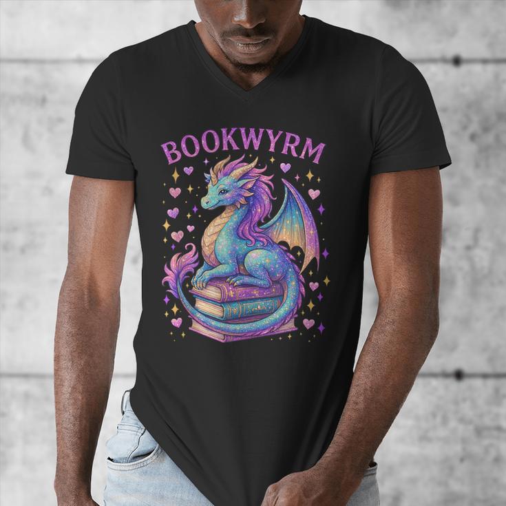 Bookwyrm Just a Girl Who Loves Dragons Books Dragon Reader Men's V-Neck T-Shirt