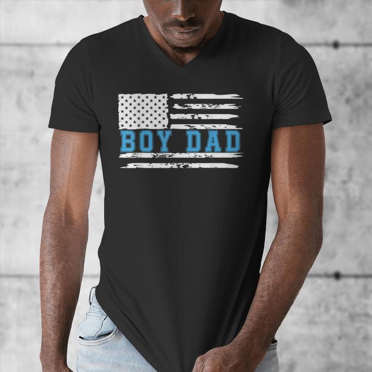 Boy Dad Proud Dad Of Boy Father Of Boy Shirt For Dad US Flag Men's V-Neck T-Shirt