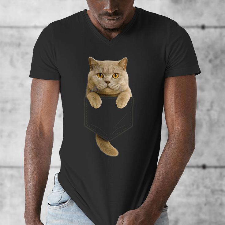 British Shorthair Cat Pocket Cat Mom Cat Dad Cat Lover Men's V-Neck T-Shirt