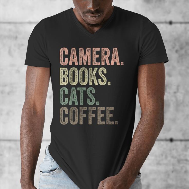 Camera Books Cats And Coffee Lover Photography Men Women Men's V-Neck T-Shirt Camera Books Cats And Coffee Lover Photography Men Women Men's V-Neck T-Shirt