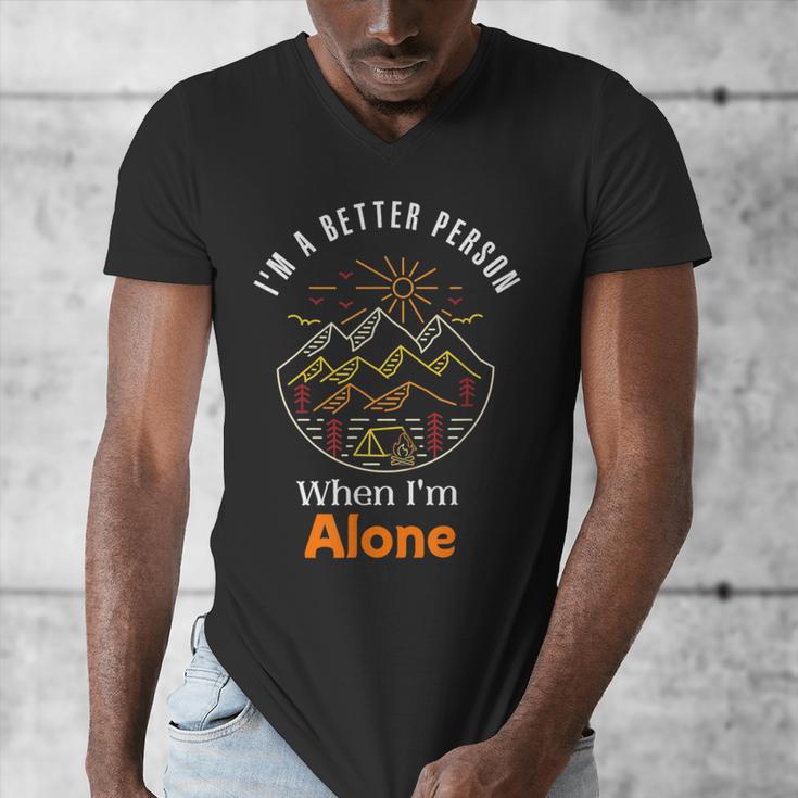 Camping Alone Meme Campfire Introvert Camper Men's V-Neck T-Shirt Camping Alone Meme Campfire Introvert Camper Men's V-Neck T-Shirt