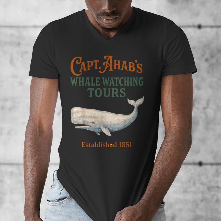 Captain Ahab’s Whale Watching Tours – Moby Book Parody Men's V-Neck T-Shirt