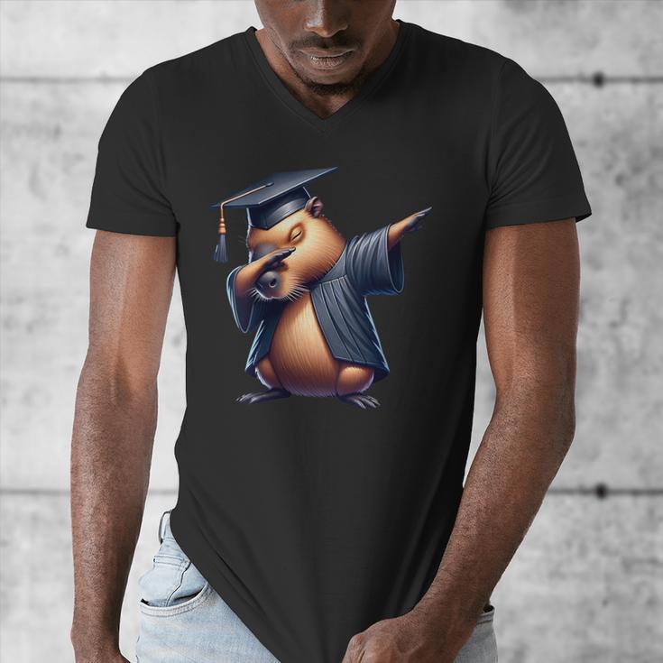 Capybara Graduation Dabbing Capy Wearing Graduate Gown Men's V-Neck T-Shirt