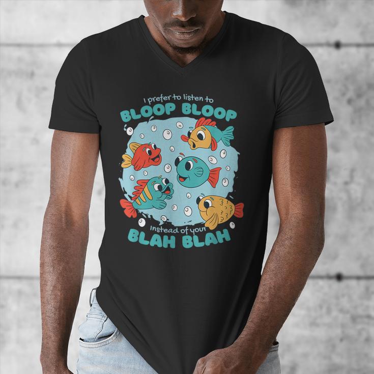 Cartoon Sarcasm Anti-Social Nihilism Introvert Fish Men's V-Neck T-Shirt Cartoon Sarcasm Anti-Social Nihilism Introvert Fish Men's V-Neck T-Shirt