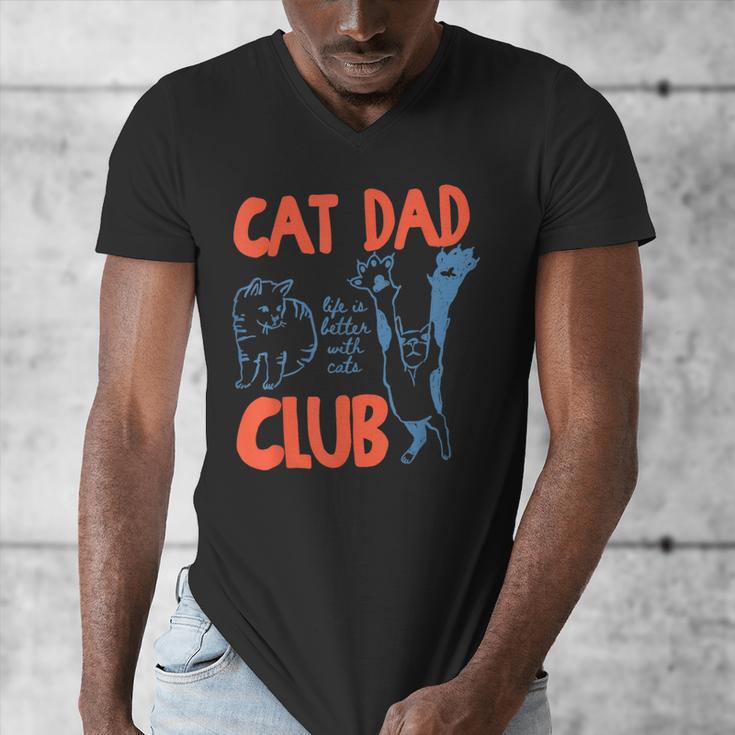 Cat Dad Club Life Is Better With Cats Cat Dad Retro Men's V-Neck T-Shirt