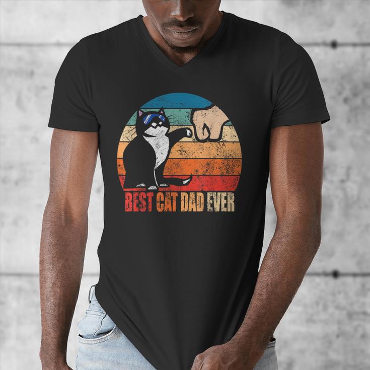 Cat Loving Daddy Fathers Day Mens None Best Cat Dad Ever Paw Fist Bump Fathers Day TeeShirt Small US Men's V-Neck T-Shirt