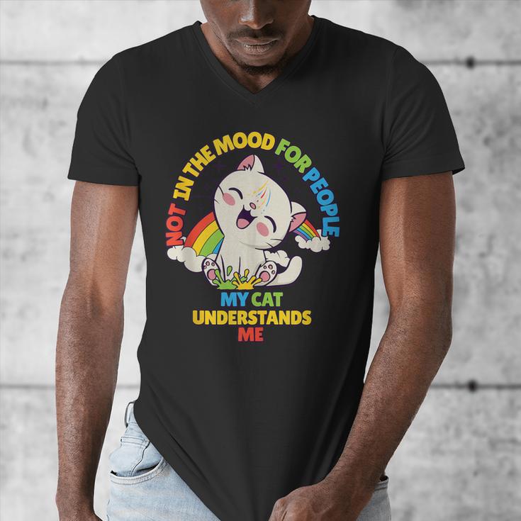 Cat Mom Loves Cats Dad Not In The Mood For People Introvert Men's V-Neck T-Shirt