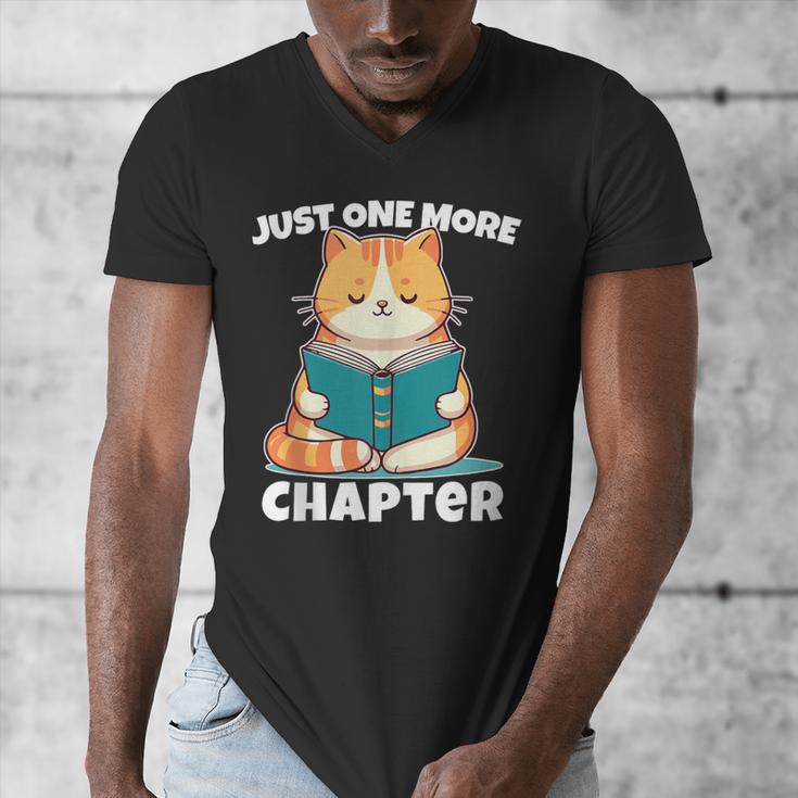 Cat Reading Books Bookworm Read One More Chapter Men's V-Neck T-Shirt Cat Reading Books Bookworm Read One More Chapter Men's V-Neck T-Shirt