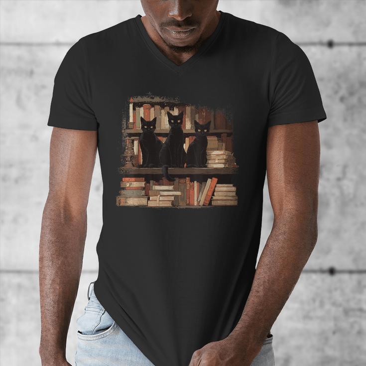Cats Antique Books Academia Library Aesthetic Bookworm Men's V-Neck T-Shirt Cats Antique Books Academia Library Aesthetic Bookworm Men's V-Neck T-Shirt