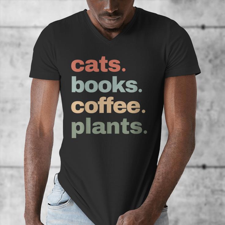 Cats Books Coffee Plants Gardening Mama Mom Mothers Men's V-Neck T-Shirt