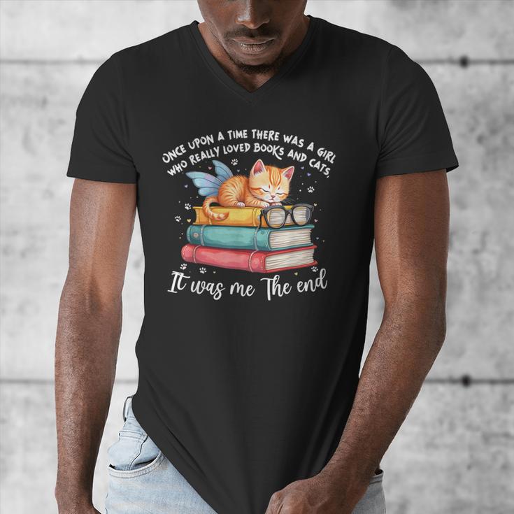 Cats And Books Easily Distracted By Book & Cat Lover Men Women Kids Men's V-Neck T-Shirt Cats And Books Easily Distracted By Book & Cat Lover Men Women Kids Men's V-Neck T-Shirt