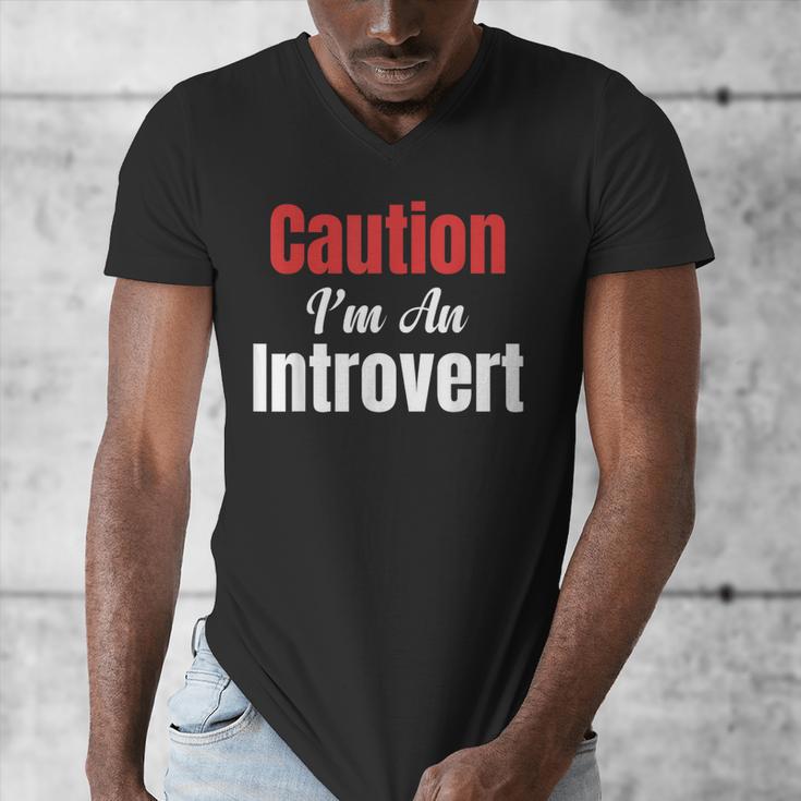 Caution I'm An Introvert Sarcastic Geek Video Gamer Jokes Men's V-Neck T-Shirt
