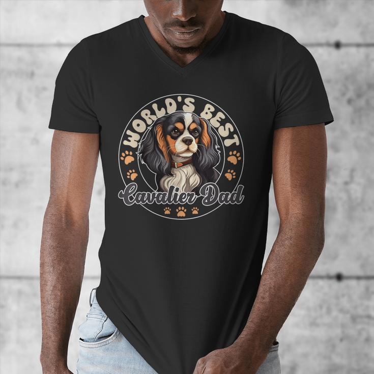 Cavalier King Charles Spaniel Dog World's Best Cavalier Dad Men's V-Neck T-Shirt