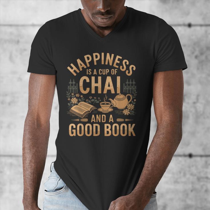 Chai And A Good Book Lover Reading Chai Tea Chai Latte Men's V-Neck T-Shirt Chai And A Good Book Lover Reading Chai Tea Chai Latte Men's V-Neck T-Shirt