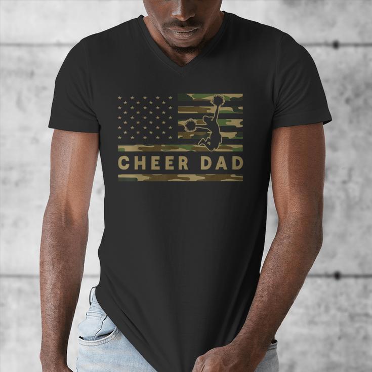 Cheer Dad Camo American Flag Cheerleader Supporter Men's V-Neck T-Shirt