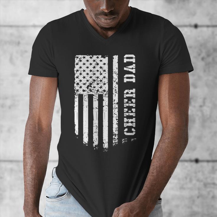 Cheer Dad Cheerleading American Flag Fathers Day Cheerleader Men's V-Neck T-Shirt