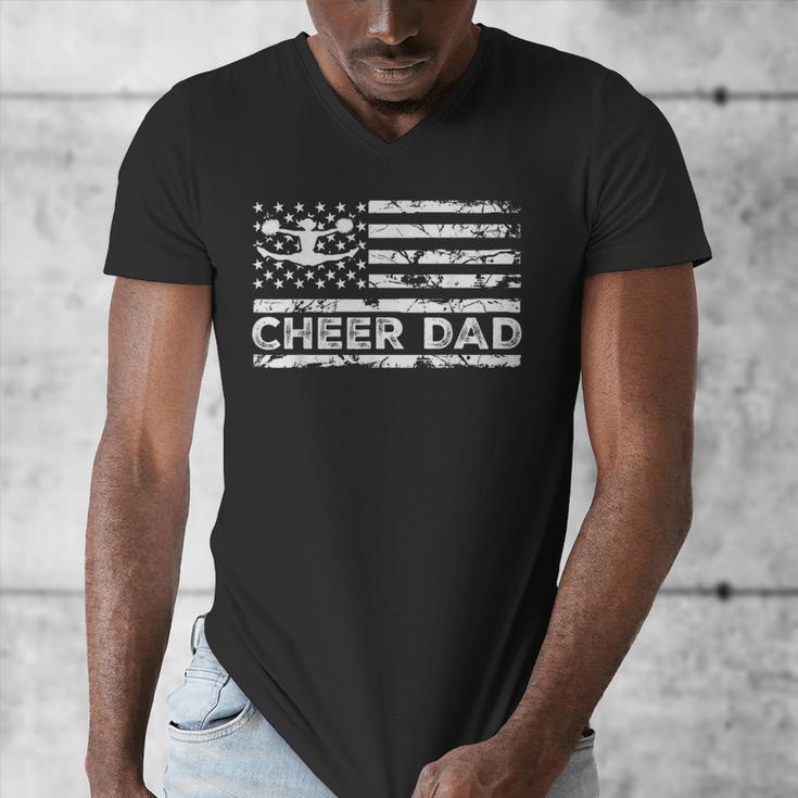 Cheer Dad Cheerleading American Flag Proud Cheer Father Men's V-Neck T-Shirt