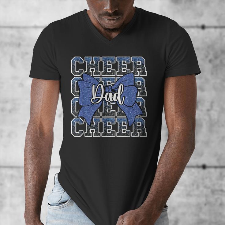 Cheer Dad Daddy Bow Sport Cheerleader Cheerleading Blue Men's V-Neck T-Shirt