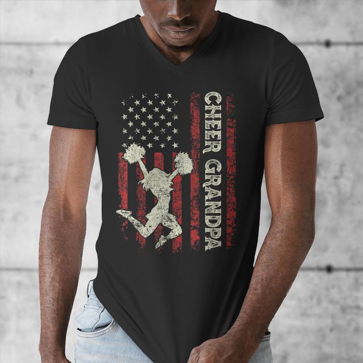 Cheer Grandpa US Flag Dad Patriotic Cheerleader Fathers Day Men's V-Neck T-Shirt