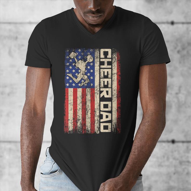 Cheerleader Dad Cheer Dad American US Flag Father Team Men's V-Neck T-Shirt