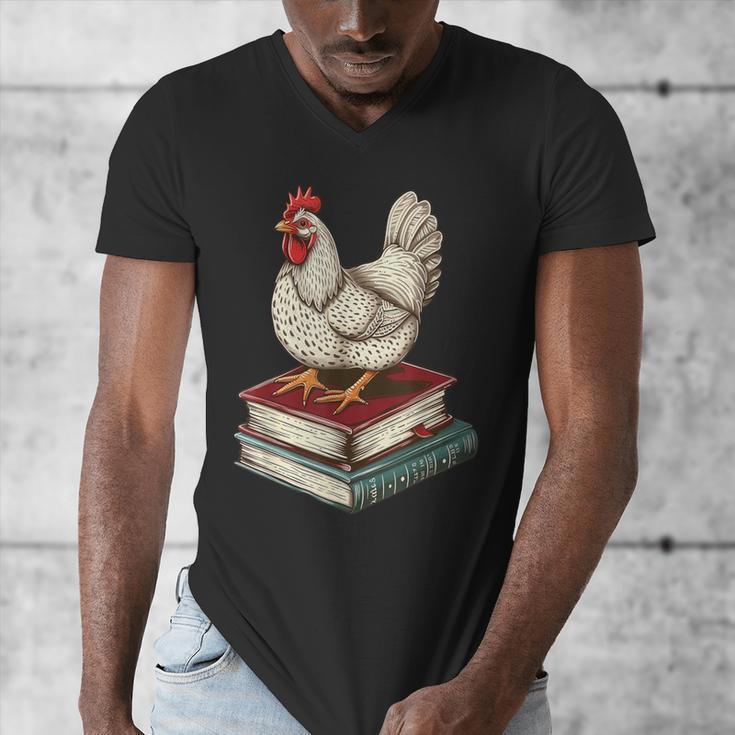 Chicken Books Back To School First Day Of School Boys Girls Men's V-Neck T-Shirt