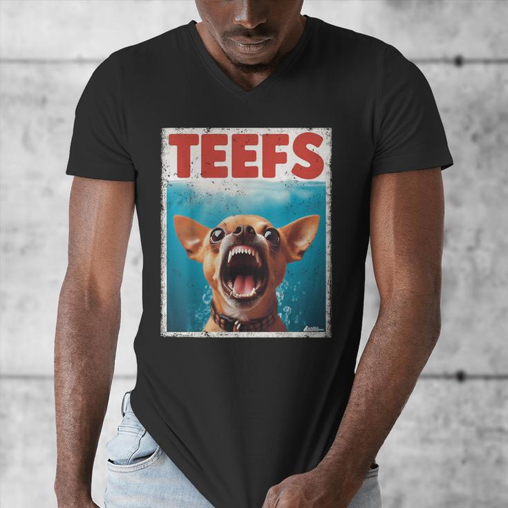 Chihuahua Teefs Top Teeth Chi Jowls Paws Dog Mom Dad Men's V-Neck T-Shirt