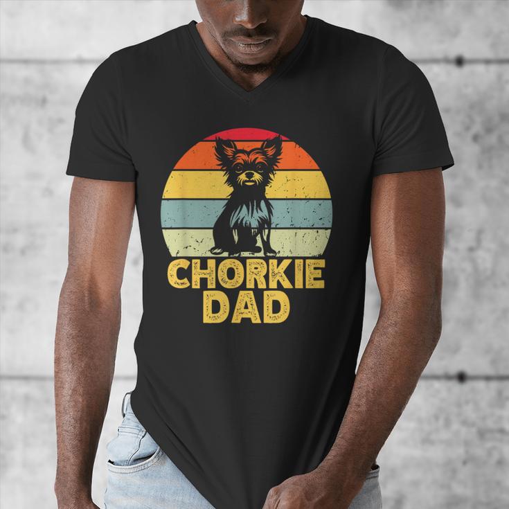 Chorkie Dad Retro Sunset Chihuahua Yorkie Mix Lover Men's V-Neck T-Shirt